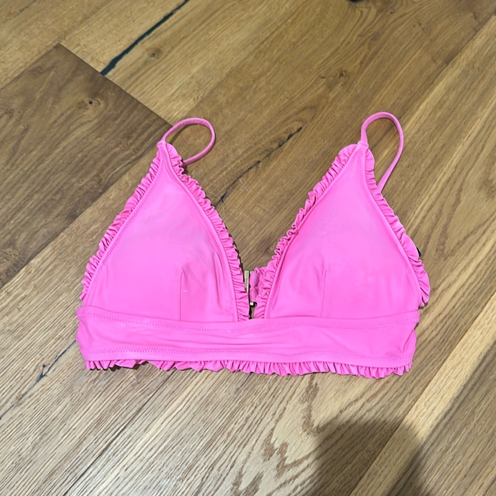 J. Crew pink ruffle bikini top. Good condition. As shown. Size medium